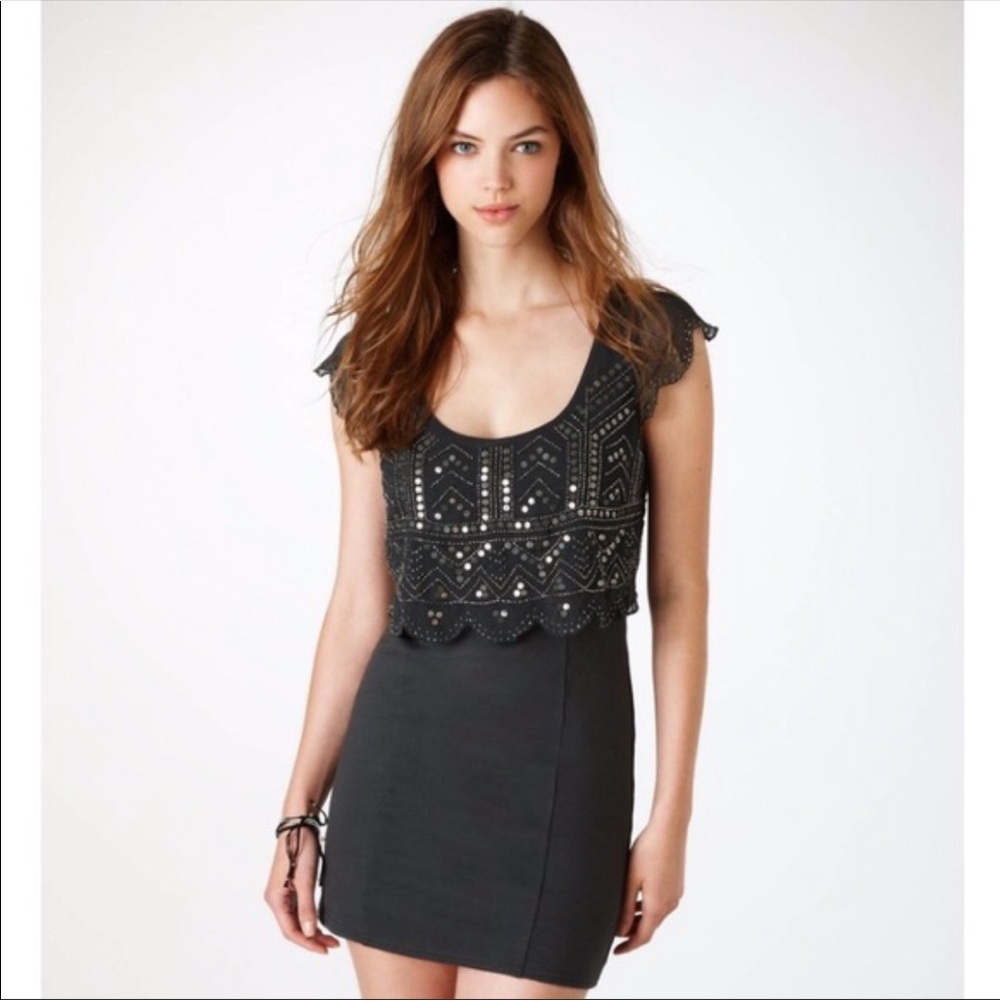 American eagle body on party dress with sequin overlay on top size XS.